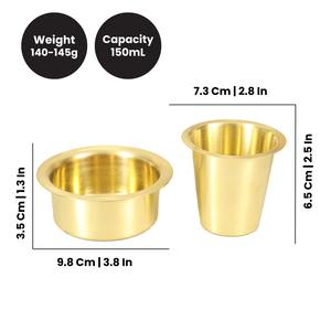 Juego de cafetera tradicional de latón artesanal del sur de la India, acabado mate, para regalar y uso doméstico - Product Image 6