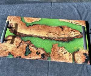 BANDEJA DE RESINA EPOXI DE MADERA CUADRADA MUDA Fabuloso Diseño decorativo para servir comida en restaurantes de cocina Uso doméstico - Product Image 2