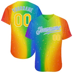 Camiseta de Béisbol Auténtica LGBT con Diseño Personalizado de Arcoíris para el Mes del Orgullo, Amor es Amor, de la Industria Deportiva de Pakistán - Product Image 1