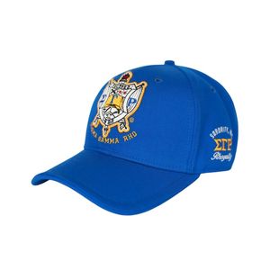 Sigma Gamma Rho SGRho stampato Bill Cap Royal Blue 20 lana 80 acrilico stemma ricamato anteriore posteriore regolabile greco cappello - Product Image 1