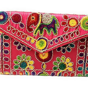 Minibolso de algodón de diseñador con bordado Rajasthani para mujer, bandolera de moda con cierre magnético - Product Image 1