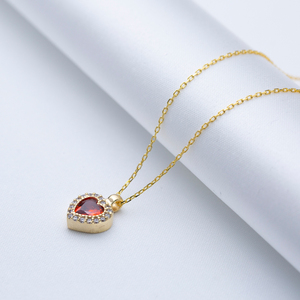 Granate CZ corazón encanto turco hecho a mano al por mayor 925 Collar de plata colgante joyería fina - Product Image 4