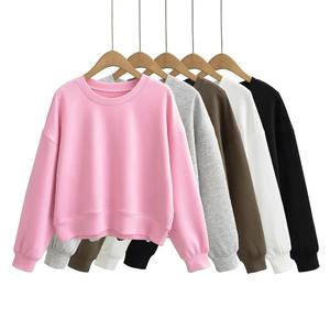5 Colorway Cuello redondo Color sólido Manga larga Hombro caído Diseño Casual Mujer Sudadera - Product Image 6