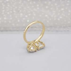 IGI Certified Emerald and Pear Cut Engagement <b>Ring</b> with Toi Et Moi <b>Diamond</b> <b>Rings</b> - Product Image 4