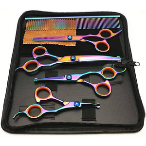 Ciseaux de coiffeur professionnels multicolores Ciseaux de salon à effiler Logo personnalisé Ensemble de ciseaux de coiffeur - Product Image 1