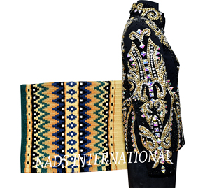Or avec des pierres blanches et AB Veste Western Showmanship avec des coussinets assortis Veste de spectacle d'équitation avec couverture de selle assortie - Product Image 2