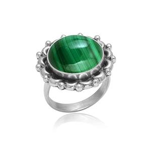 Malachite Gemstone Luxurious Silver Girls Ring Gemstone Ring 925 Sterling Silver Handmade Ring Jewelry 925 <b>Stamp</b> Silver Sterling - Product Image 1