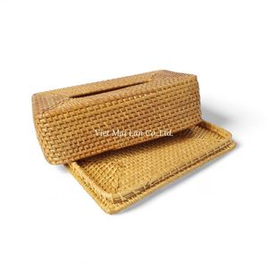 Boîte à mouchoirs classique en rotin fait main, fabriquée à partir de rotin naturel pour un usage domestique et hôtelier, en provenance du Vietnam - Product Image 3