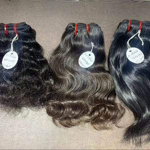 Temple Body Wave Trame de cheveux humains Extensions de cheveux raides et bouclés Matière première HD Lace Indian Remy Hair Bundles - Product Image 1
