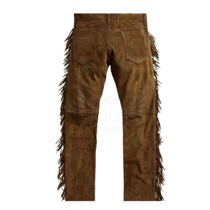 SPORTSWORLD Chaps de cowboy occidentaux légers à design personnalisé uni, franges, cuir de vache, pantalon brun clair pour l'équitation - Product Image 2