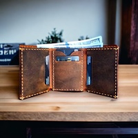 Dompet Kulit Asli Pria Kapasitas Besar Vintage Anti RFID Model Lipat Pendek Dapat Disesuaikan Tempat Kartu Kredit TDW-0028