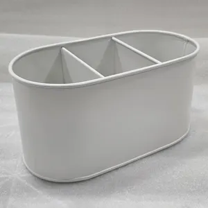 Eco-friendly Organizing Iron Metal Oval Flatware Caddy Utensil Caddy Holder Party Metal Outdoor Silverware Caddy