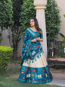 คอลเลกชันผ้าไหม lehenga choli เสื้อคอลเลกชั่นประจำชาติพิมพ์ลายแฟนซี - Product Image 4