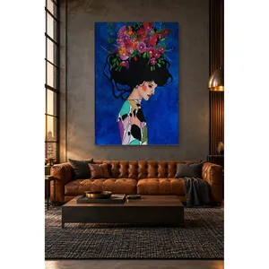 Fida Profile Femme avec un bouquet de fleurs dans les cheveux Impression sur toile - Product Image 3
