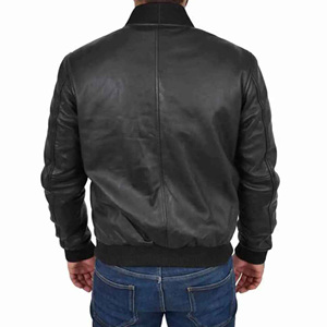 Veste en cuir noir pour homme, best-seller en gros, veste coupe-vent tendance avec fermeture éclair, veste de haute qualité pour homme - Product Image 6