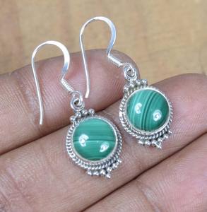 Boucles d'Oreilles pour Cadeau de Mariage Bijoux Boucles d'Oreilles Dangle Boucles d'Oreilles Cadeaux pour Femmes Fiançailles Malachite 925 Argent Sterling Massif - Product Image 4