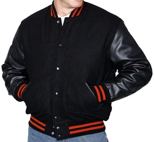 Venta al por mayor de chaquetas personalizadas baratas Letterman Varsity con mangas de piel de vaca blanca genuina CollegeBaseballjacket para hombres - Product Image 5