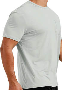 Camiseta informal de algodón para hombre con tejido de punto de ajuste cómodo y transpirable con bolsillo para mujer Diseño de timbre - Product Image 3