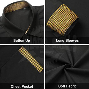 Camisas de vestir para hombre ajustadas de color sólido tejidas con cierre de botón cubierto al por mayor cantidad a granel MOQ bajo - Product Image 5