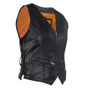 Custom Design Women Leather <b>Vest</b> Motorcycle for Men Fashion Customize Wholesale Solid <b>Black</b> All Size Motorbike Real Leather <b>Vest</b> - Product Image 2