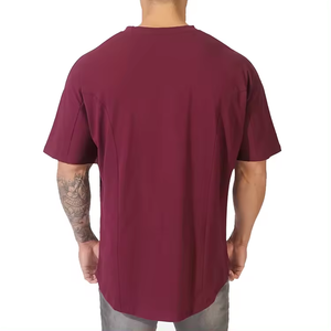 เสื้อยืดแฟชั่นพิมพ์ลายไซส์ใหญ่สำหรับผู้ชายทรงหลวมเปิดไหล่สไตล์100% ผ้าฝ้ายออกแบบโลโก้ได้ตามต้องการ - Product Image 2