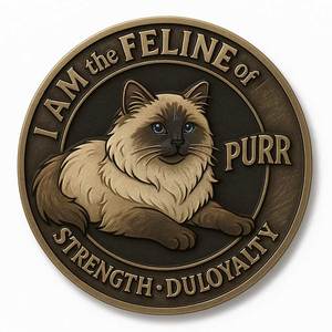 Fabricant personnalisé estampillé en laiton antique chat défi pièce grande - Product Image 6