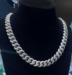 Cadena Cubana de Plata de Ley 925 Chapada en Oro con Moissanita VVS Estilo Popular, Joyería Masculina de Moda Hip Hop, India - Product Image 1