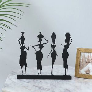 Statue de dame en fer noir pour la sculpture d'installation de table de décor à la maison rural - Product Image 1