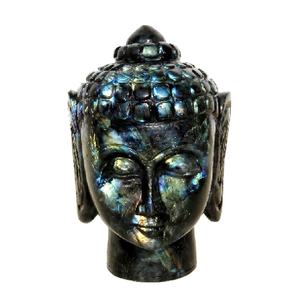 Statue de tête de bouddha en Labradorite naturelle de haute qualité Sculpture en pierre semi-précieuse fabriquée à la main toutes les tailles disponibles - Product Image 5