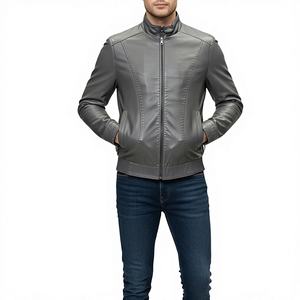 Chaqueta de Piel de Oveja para Hombre Leathertex, Color Gris Botella, Formal, Otoñal, Impermeable, Cortavientos, de Secado Rápido y Corte Corto - Product Image 1