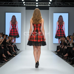 Robe Corset Amincissante sur Mesure à Motif Tartan avec Bordure en Dentelle – Fournisseur en Gros de Robes Corset Tendance - Product Image 6