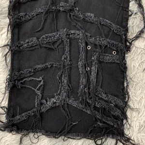 Yeni varış Trendy sıkıntılı nakış iş Buggy kot pantolon kadın özelleştirilmiş cepler iç<span class=keywords><strong>in</strong></span> tüm satış 100% pamuk Buggy pantolon - Product Image 4