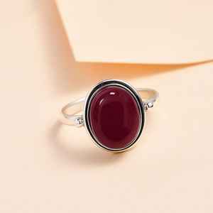 Anillo de rubí ovalado Bisel de plata esterlina Ajuste Piedra natal de julio - Product Image 4