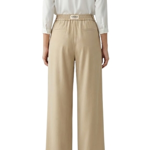 Pantalons larges pour femmes à taille haute, sur mesure, vente en gros, coupe ample, tissu fluide et doux, vêtements de bureau, production en usine OEM - Product Image 4