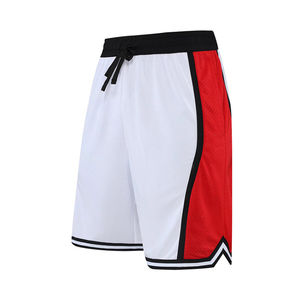 Shorts de basket-ball classiques pour hommes, couleur contrastée, taille élastique, 100% coton, design à rayures, personnalisable, été, sport de plein air, devant haut - Product Image 1