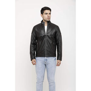 Chaqueta de Cuero Vacuno Genuino con Logotipo Personalizado 2024, Impermeable, Ecológica, para Hombre, Corte Entallado, Cuello Alto, Estilo Motero de Invierno - Product Image 3