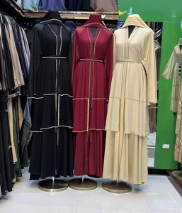 Wholesale Umbrella Abaya Stone Work Handmade Sequined Arabic Dubai Style Full Flare Nida Fabric Evening Party Dress - Product Image 4