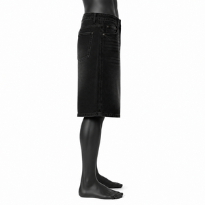 Pantalones Cortos de Mezclilla Negros Holgados Personalizados para Hombre, Estilo Urbano, Vintage, Lavados, Hip Hop, Casuales, de Verano, OEM - Product Image 5