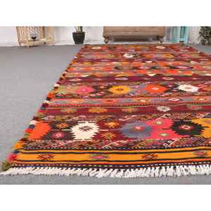 Alfombra Turca Kilim de 5.2x9.9 pies, Alfombra Vintage, Alfombra de Lana con Puntos Rojos - Product Image 5