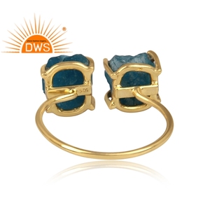 Best Selling Sterling Silver Natural Apatite Gemstone <b>Adjustable</b> <b>Ring</b> Jewelry For Women Gift For Her - Product Image 4