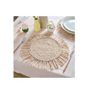 Manteles individuales de macramé multicolor Diseño elegante Acabado natural Forma floral Color antiguo Artículos de mesa más exigentes - Product Image 6