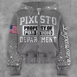 Sweats à capuche de luxe avec fermeture éclair en strass pour hommes couleur personnalisée en gros Streetwear à la mode et respirant pour toute occasion - Product Image 5