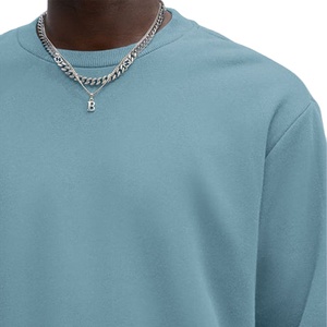 Ensemble de survêtement décontracté en molleton de coton pour homme, coupe ample, deux pièces, bleu clair, tenue décontractée, OEM ODM - Product Image 2