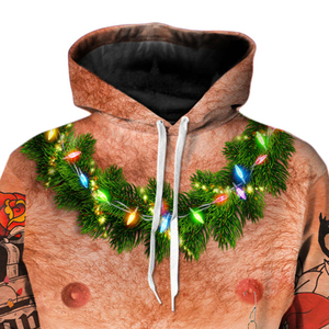 Sweats à capuche pour hommes personnalisés en polyester/coton, tissu polaire respirant, manches longues, poche brodée, design de Noël personnalisé - Product Image 6