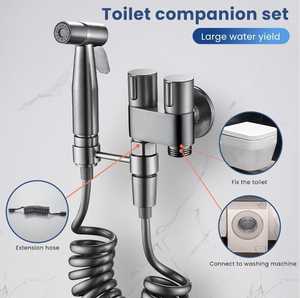 Douchette WC portable en acier inoxydable avec double jet pour salle de bain, hôpital et hygiène féminine - Product Image 6