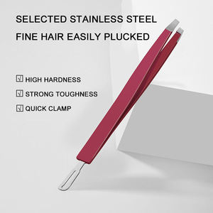 คีมหนีบขนตาสแตนเลสแบบ2-in-1ที่หนีบคิ้วและสิวพร้อมปลายเฉียงสำหรับเครื่องมือแต่งหน้ากำจัดขนตา - Product Image 2