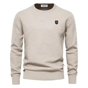 Algodão Camisola manga comprida Homens Casual Sólida Personalizado Pullovers Camisolas De Malha Camisola De Inverno Masculino