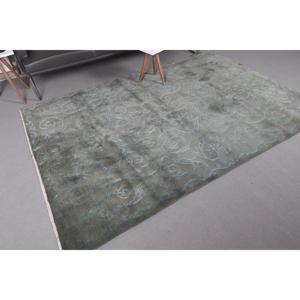 พรมตุรกีวินเทจขนาดใหญ่ 5.5x7.9 ฟุต พรมขนสัตว์ลายดอกไม้สีเทา - Product Image 2