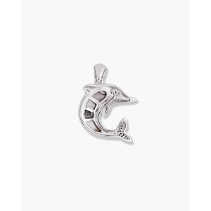 Pendentif breloque dauphin plaqué rhodium avec perle, diamant et zircon - Product Image 5