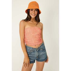 Blusa Casual Corta sin Tirantes de Malla con Cuello Redondo y Logotipo Frontal 100% Poliéster - Product Image 1